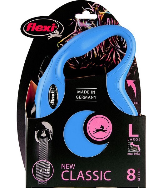 Flexi Rollijn classic tape L blauw 8 meter    