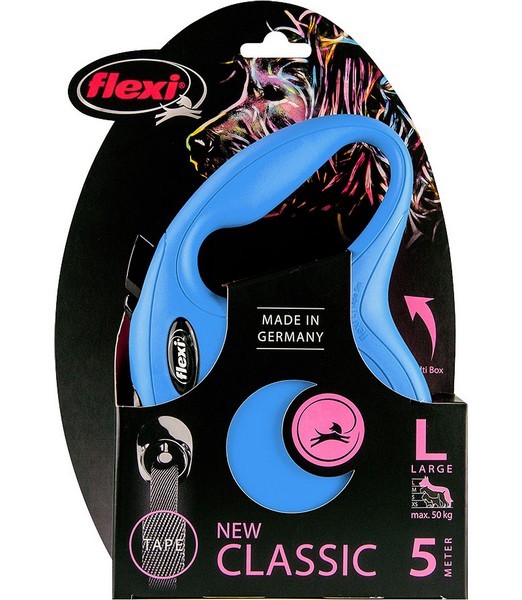 Flexi Rollijn classic tape L blauw 5 meter    