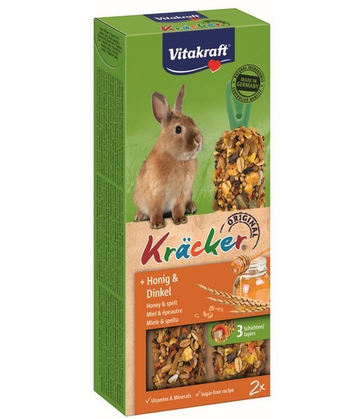 Dwergkonijnkracker honing/spelt 2in1