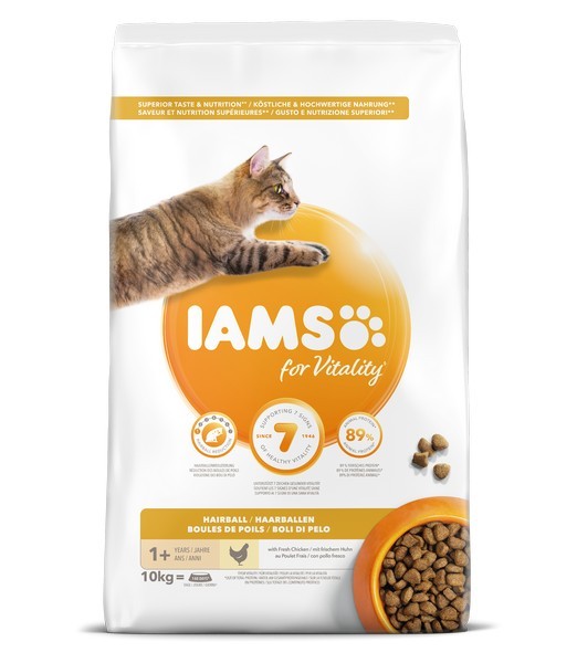 Iams cat adult hairball control chicken 10 kg