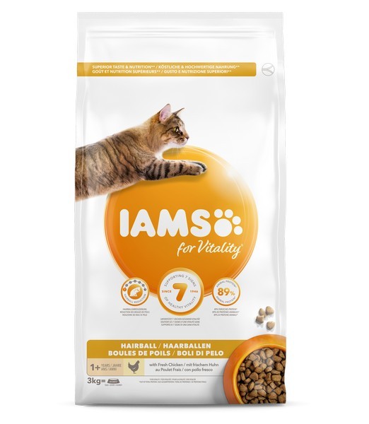 Iams cat adult hairball control chicken 3 kg
