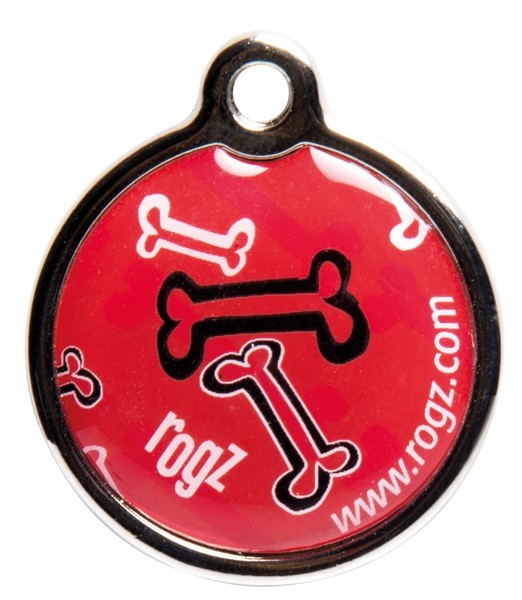 RogZ ID Tag Large Metal Red Rogz Bone