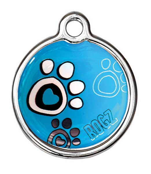 RogZ ID Tag Large Metal Turq Paw