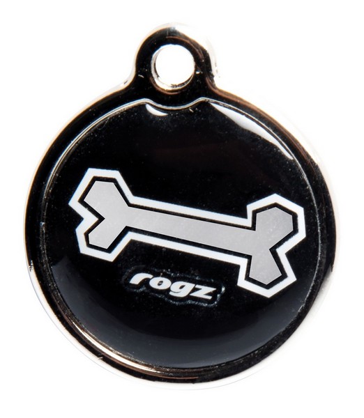 RogZ ID Tag Small Metal Black Bone