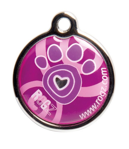 RogZ ID Tag Small Metal Pink Paw