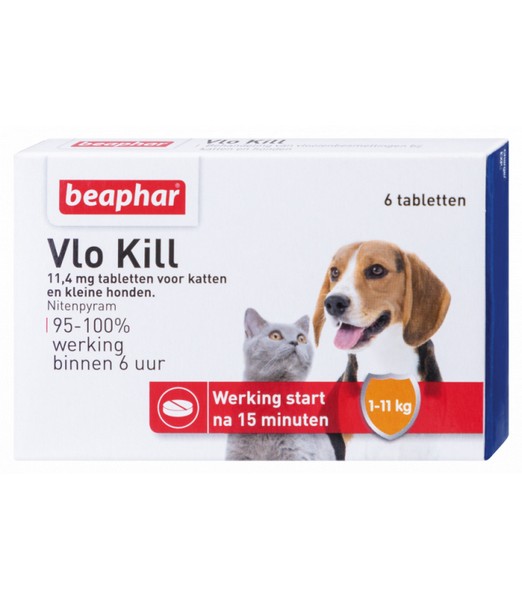 Beaphar Vlo Kill kat en hond tot 11 kg 6 tabl.